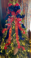 The Jenna Navy Blue Velvet Christmas Tree Topper Bow, Luxury Bow, Xmas bow, blue bow for tree, ribbon topper, tree trimming bow