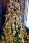 The Talia Gold Christmas Tree Topper Bow, Christmas Bow for wreaths, Bow for Christmas tree, Bow topper, Gold Christmas tree bow