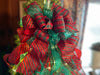 The Ellen Red & Green Christmas Tree Topper Bow, Bow topper for christmas tree, Plaid bow, tree trimming bow, red and green bow for tree