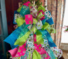The Lourdes Hot Pink & Lime Green Christmas Tree Topper Bow, XL tree topper, colorful tree top, tree trimming bow, turquoise christmas bow