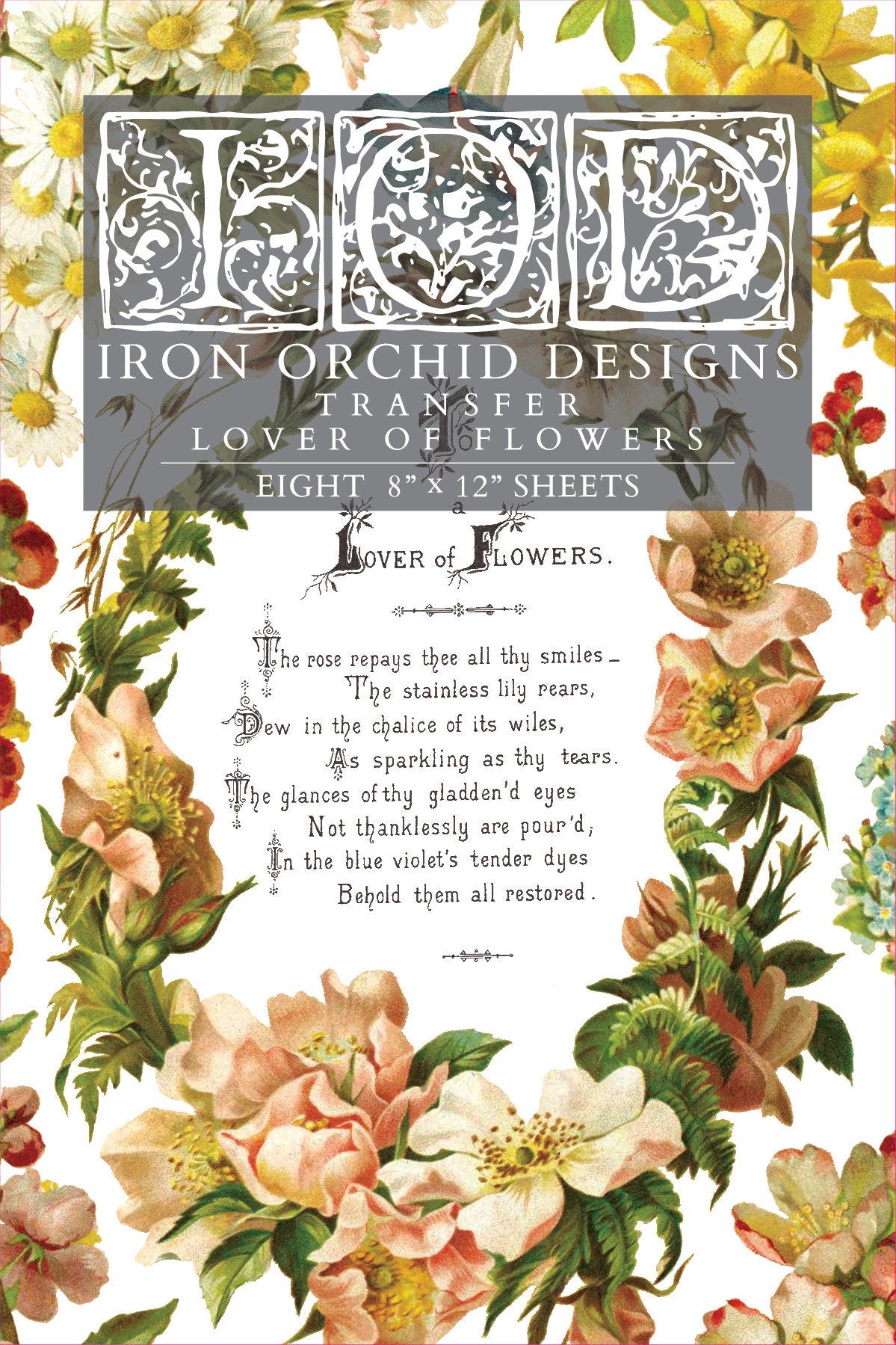 IOD Lover Of Flowers Rub On Transfer Sheet