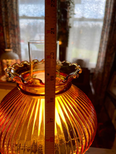 Vintage Student Lamp, Amber glass, Leviton double student lamp, Electric student lamp, Retro lamp, Cottage decor, Americana table lamp