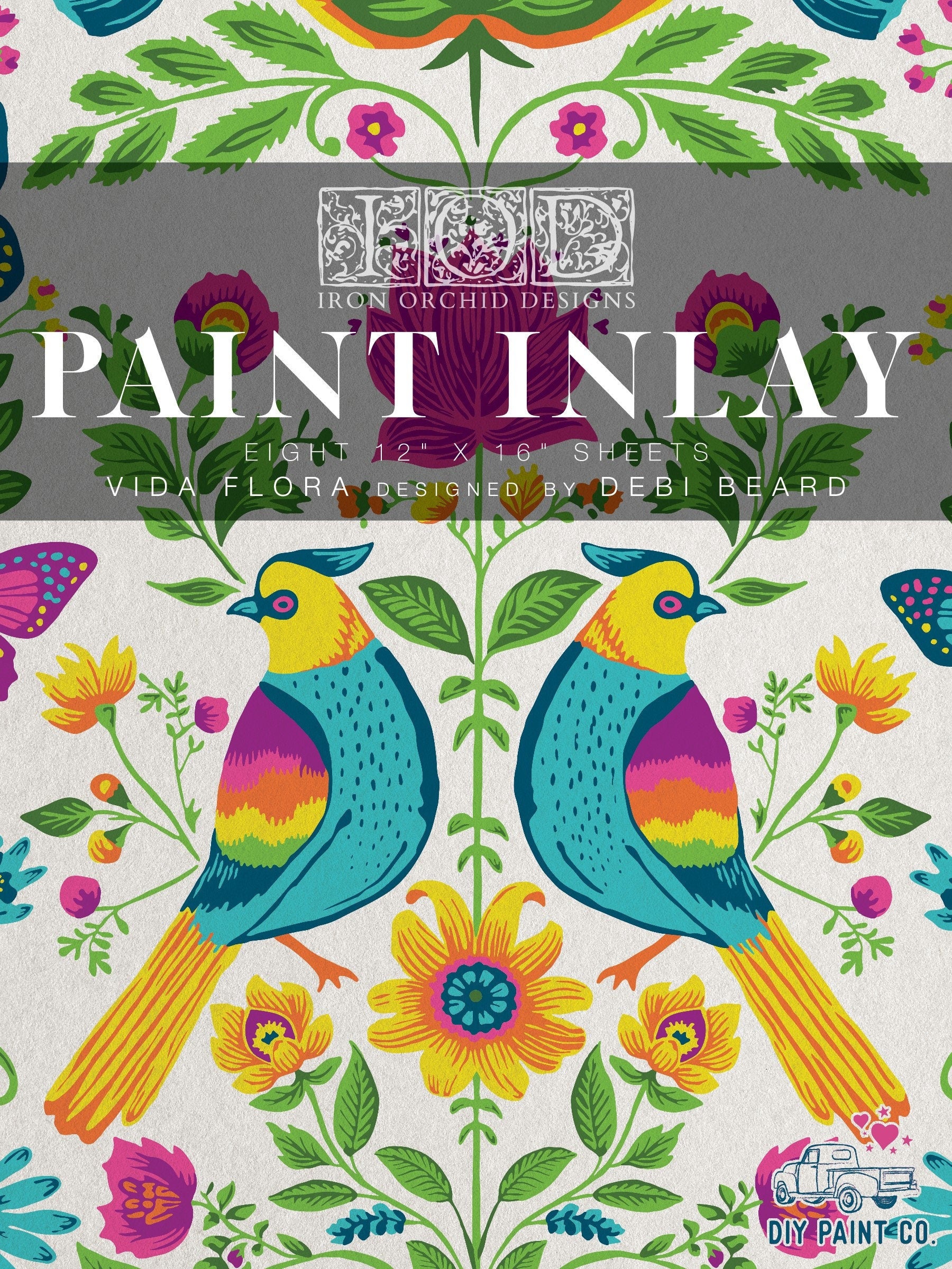 IOD Vida Flora Inlay Sheet, Paint Transfers for crafts, craft supply, furniture embellishment