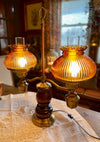 Vintage Student Lamp, Amber glass, Leviton double student lamp, Electric student lamp, Retro lamp, Cottage decor, Americana table lamp