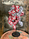 The Krampus Red & Gray Christmas Tree Topper Bow